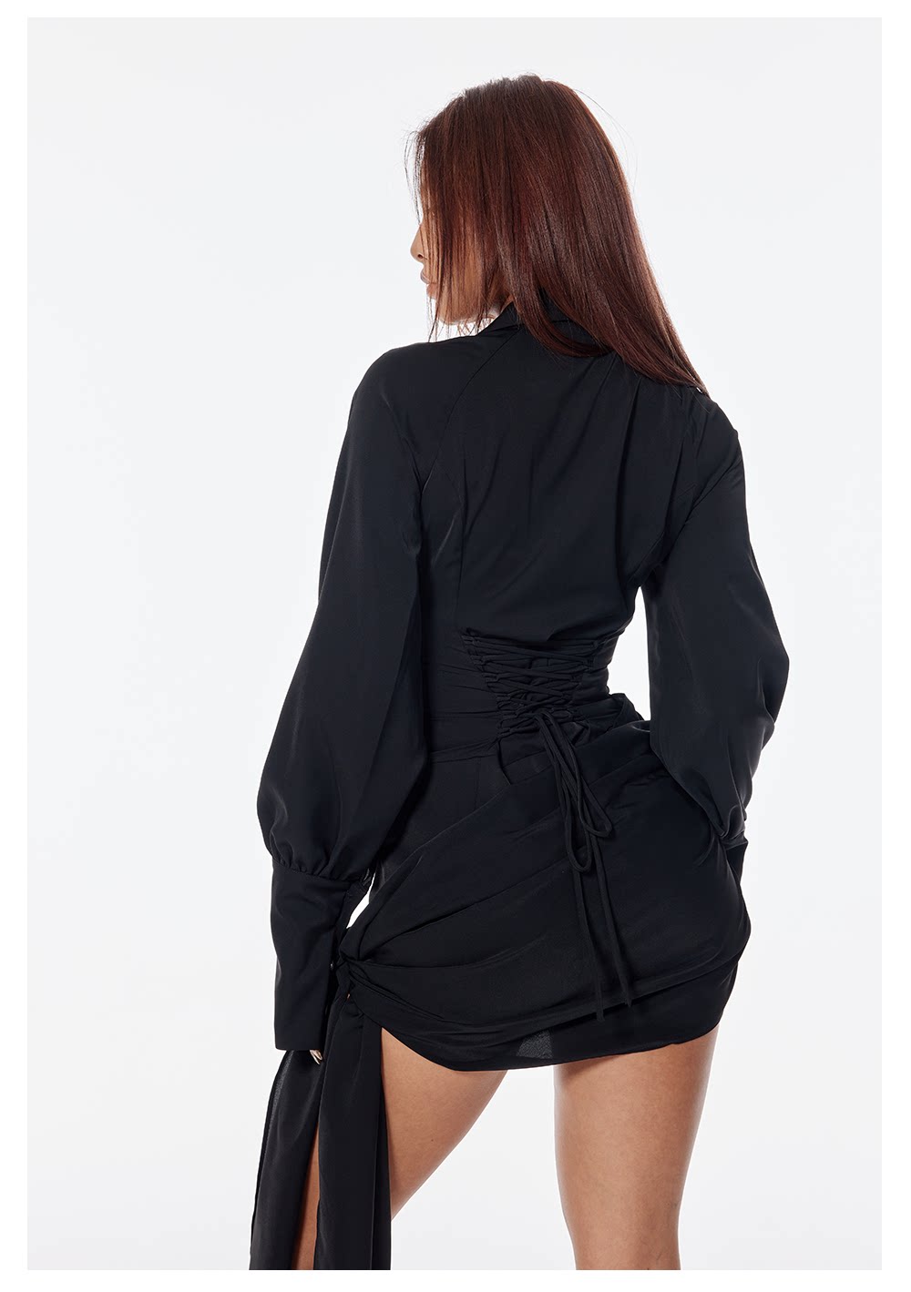 Draped Zipper Shirt Dress