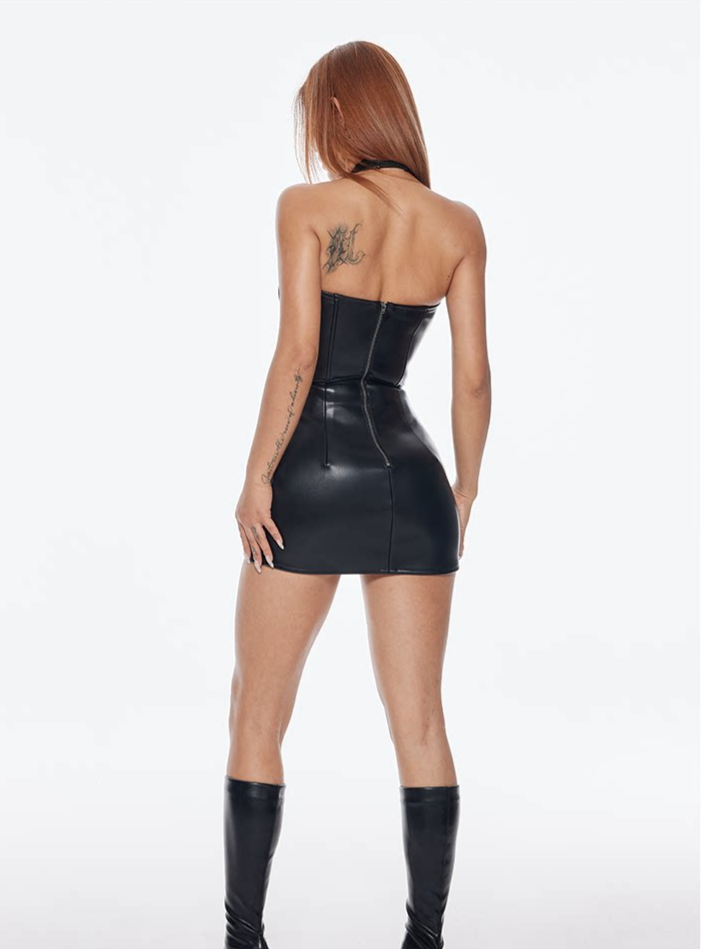 Lace-Up Bodycon Mini Dress