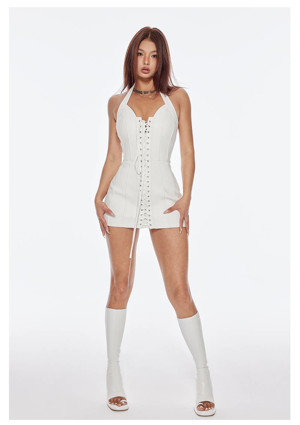 Lace-Up Bodycon Mini Dress
