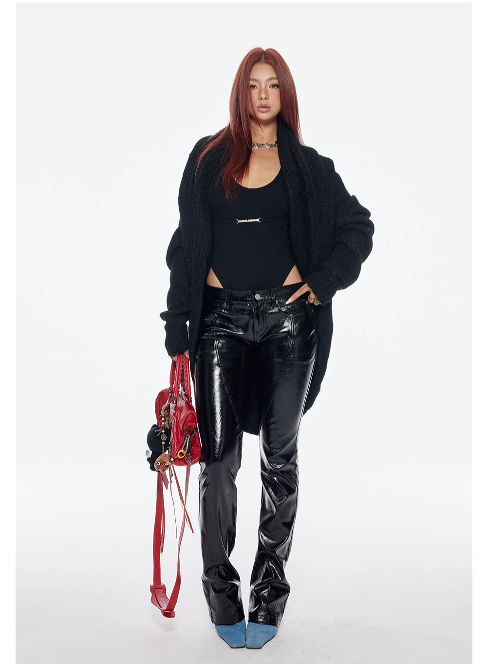 Black PU Flared Pants