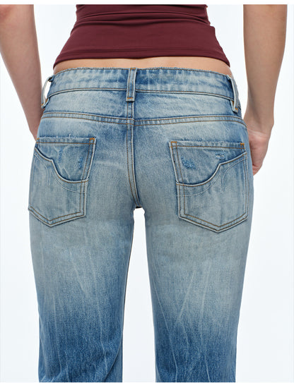 Heavy Wash Wide-Leg Jeans