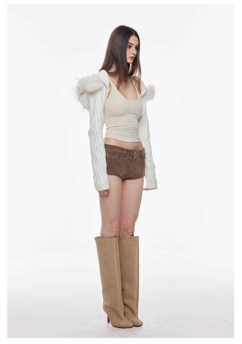 Suede-Effect Low-Rise Shorts