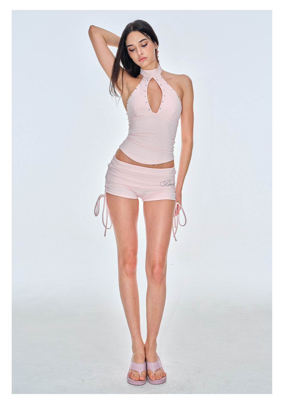 Stud Keyhole Halter Vest