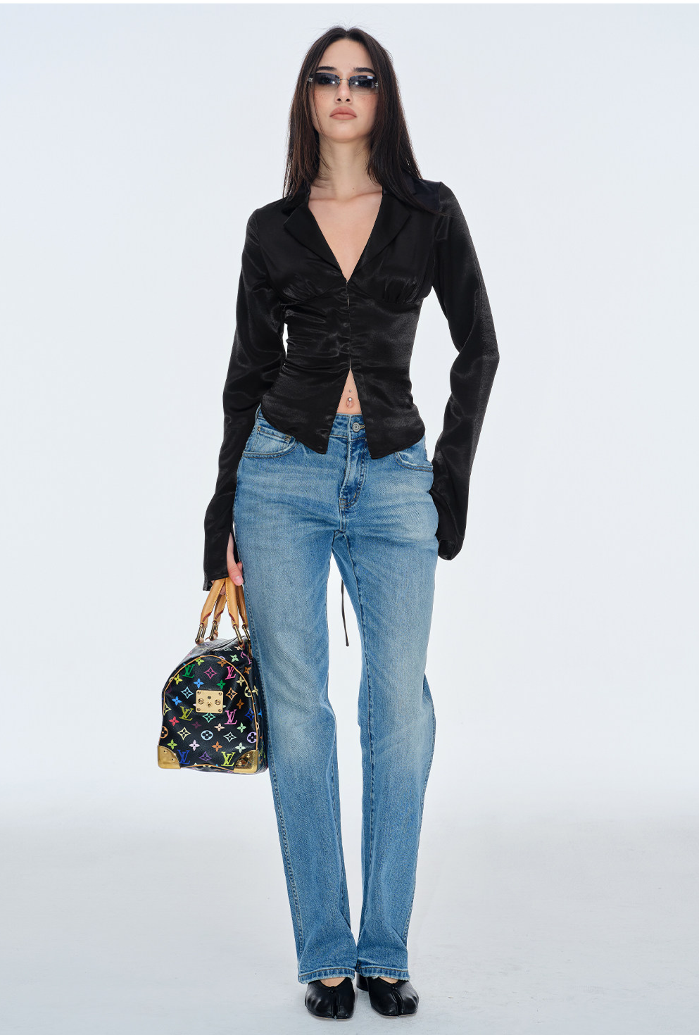 Satin Ruched Waist Blouse