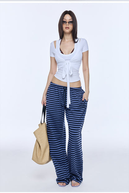 Striped Relaxed Wide-Leg Pants