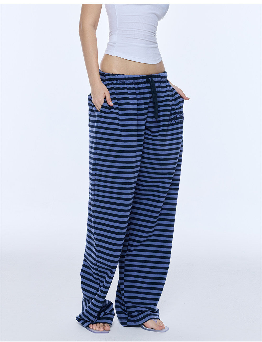 Striped Relaxed Wide-Leg Pants