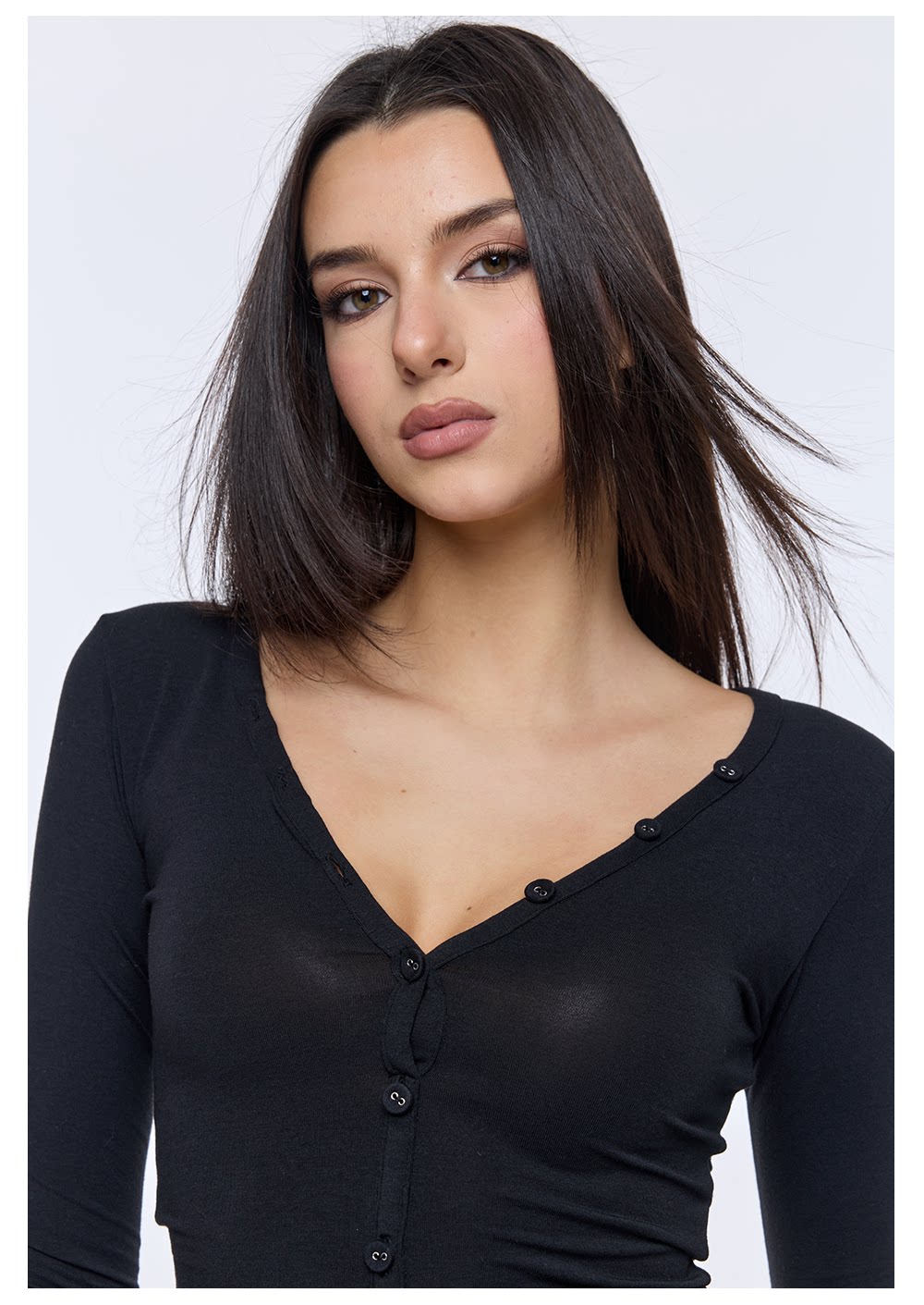 Slim V-Neck Knit Top