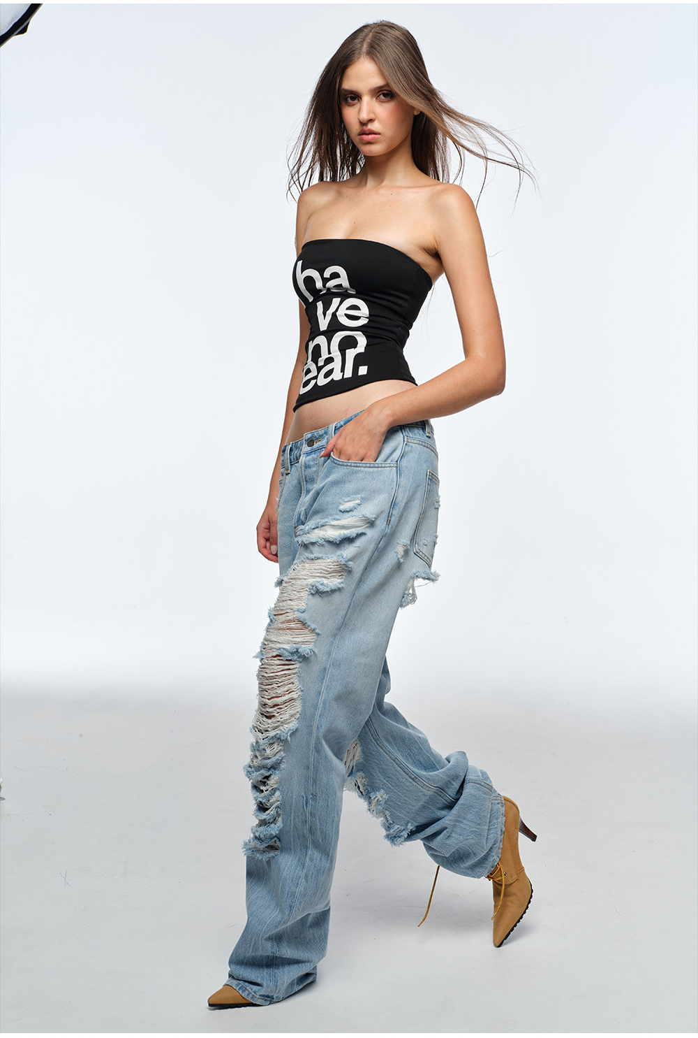 Frayed Straight-Leg Jeans