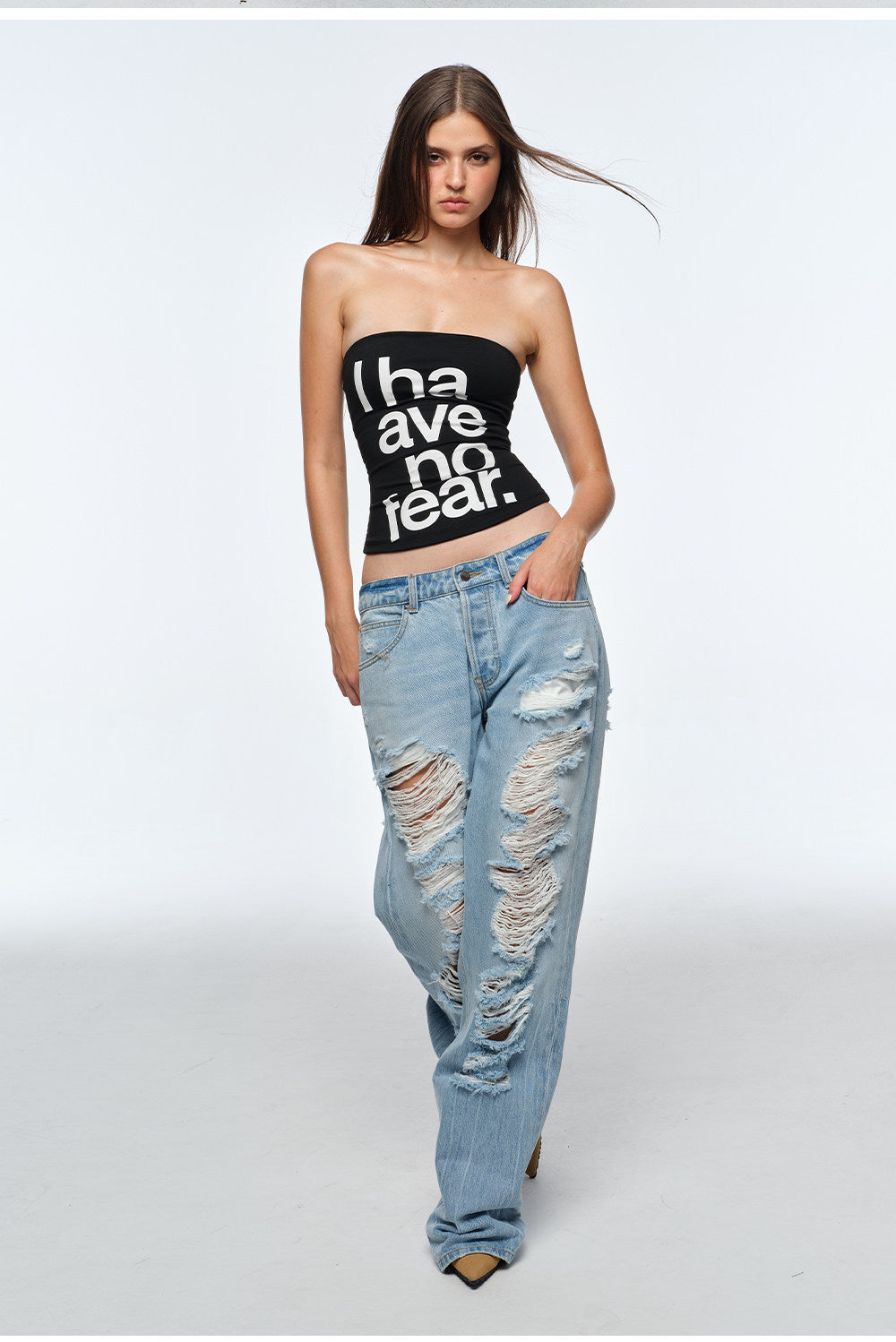 Frayed Straight-Leg Jeans