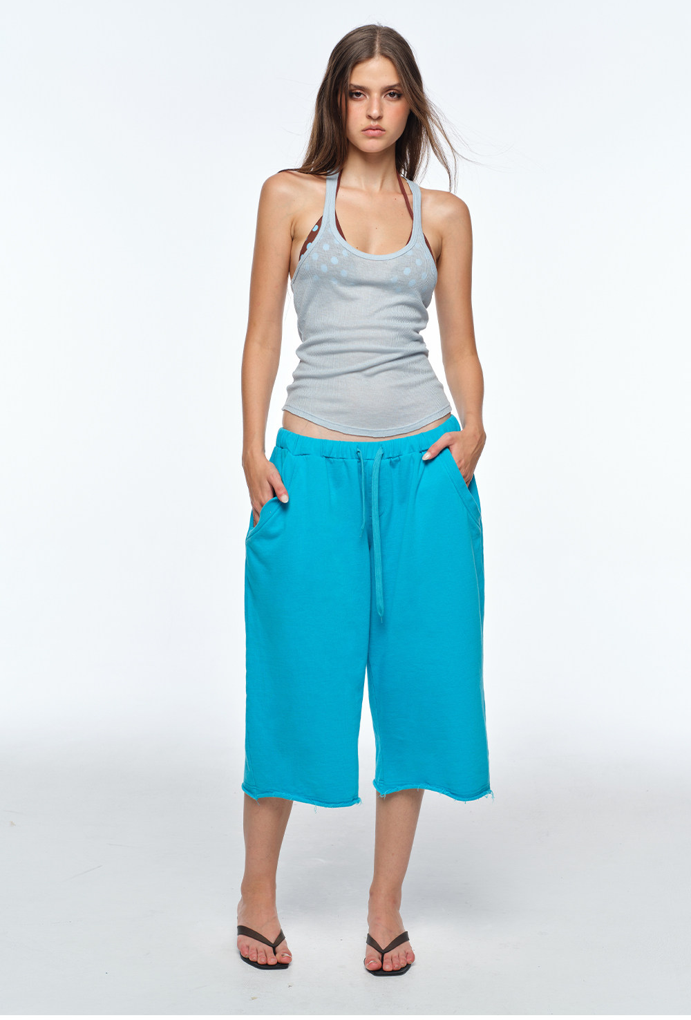 Wide-Leg Cropped Sweatpants