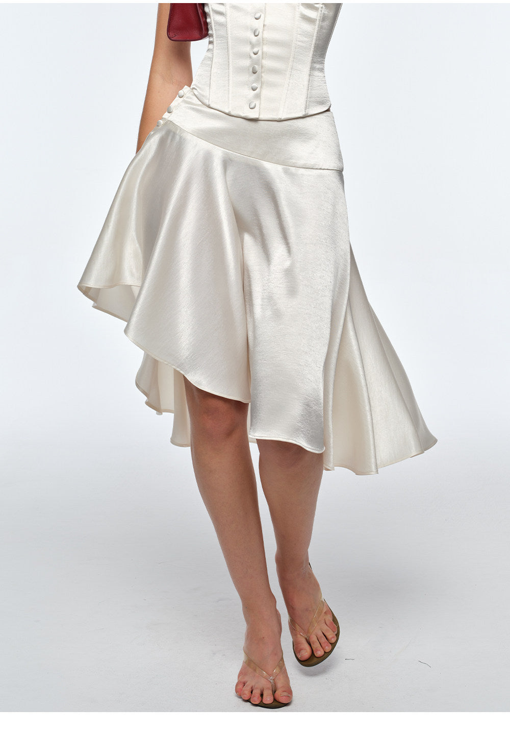 Low-Rise Satin Asymmetric Skirt