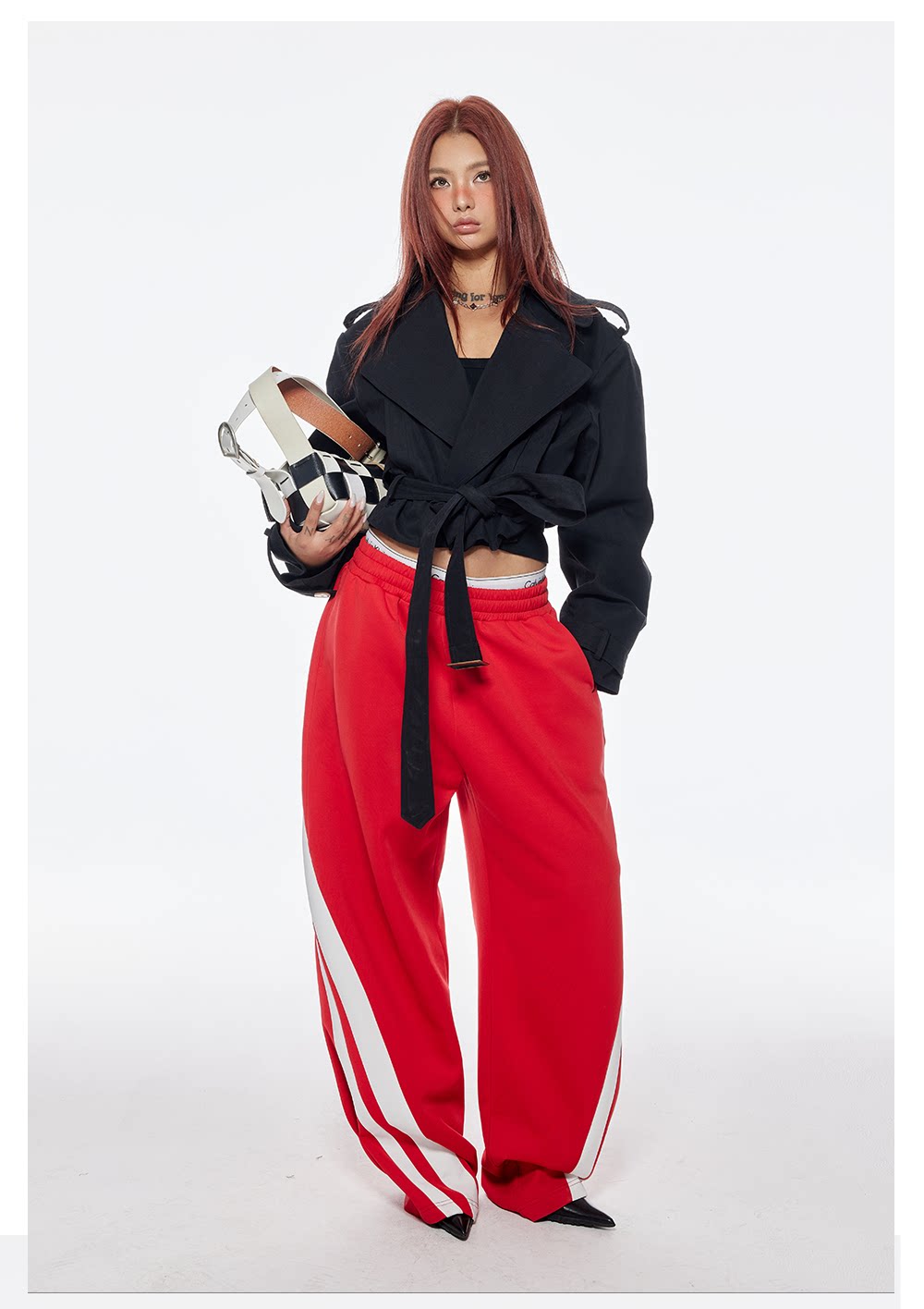 Cropped Belted Trench Jacket