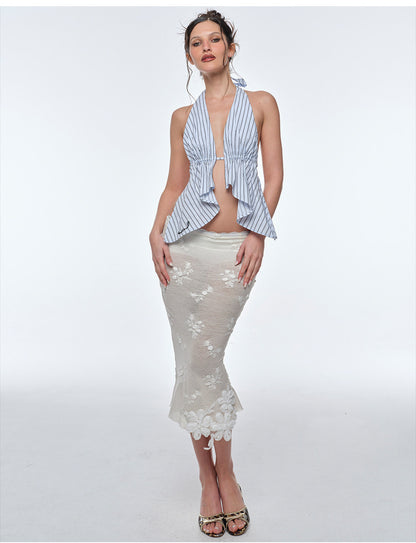 Striped Halter Wide-Leg Set