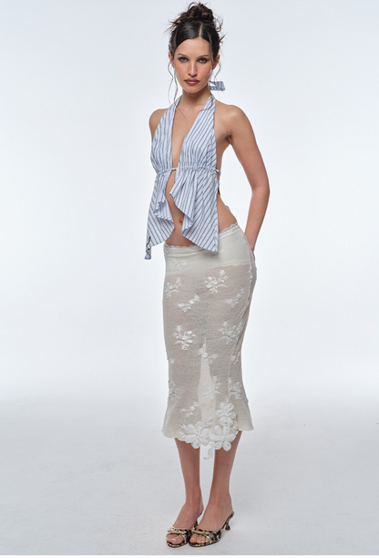 Striped Halter Wide-Leg Set