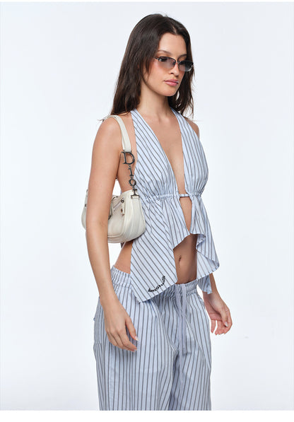 Striped Halter Wide-Leg Set