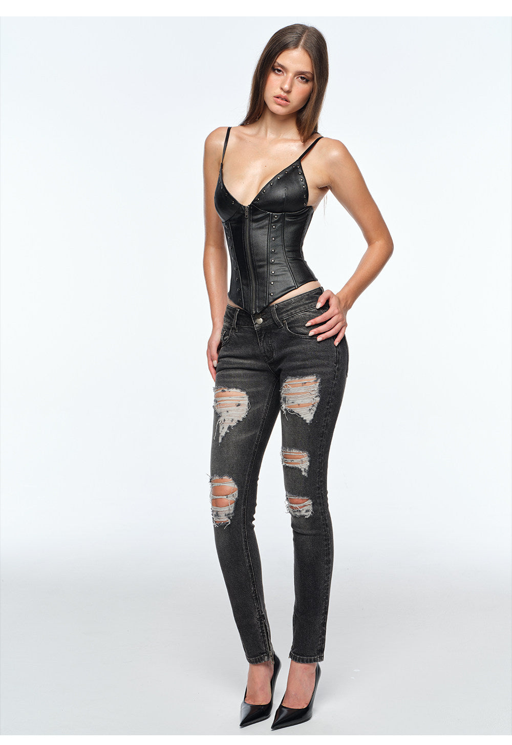 Studded Coated Bustier