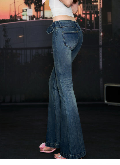 Wide Belt Flared Jeans