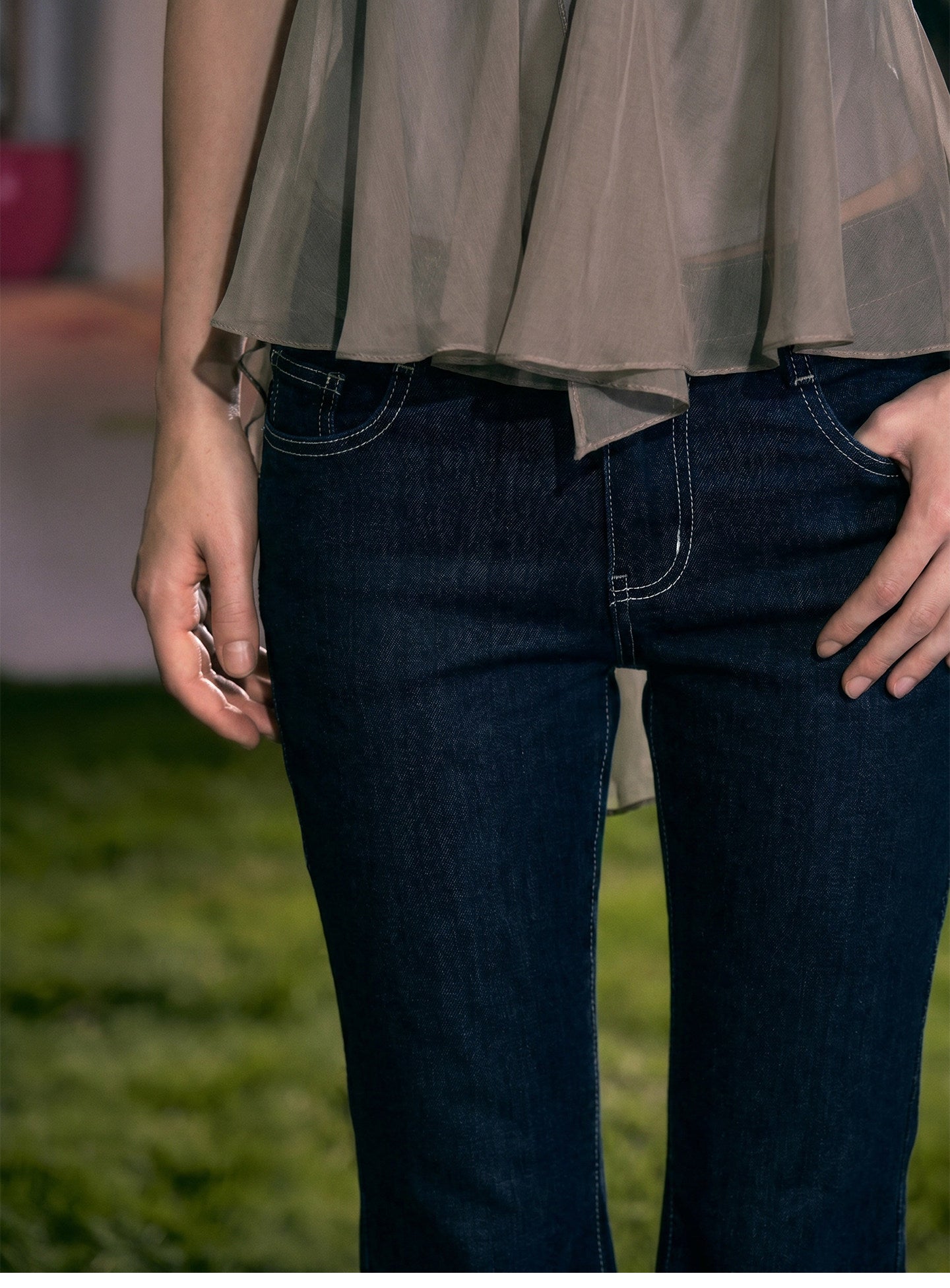 Waterwash Rhinestone Flare Jeans