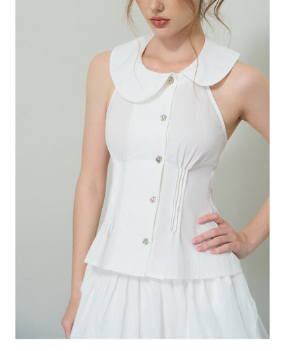 Doll Collar Diagonal Blouse