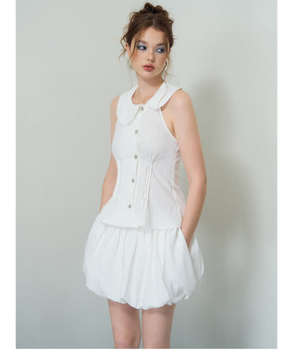 Doll Collar Diagonal Blouse
