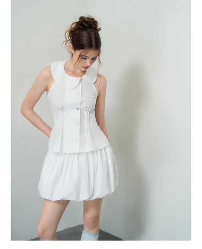 Doll Collar Diagonal Blouse