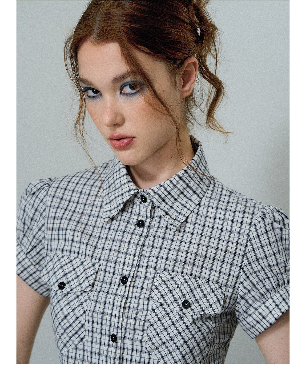 Check Puff Sleeve Shirt