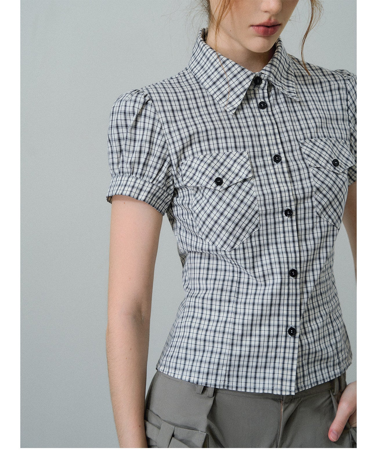 Check Puff Sleeve Shirt
