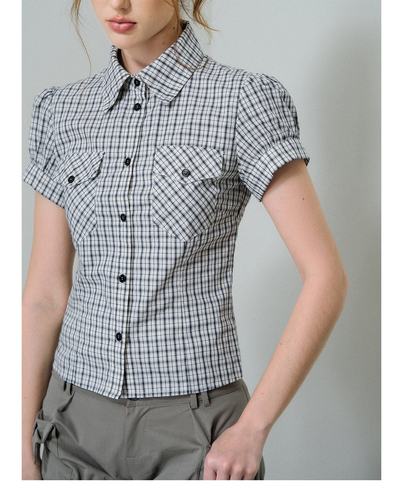 Check Puff Sleeve Shirt