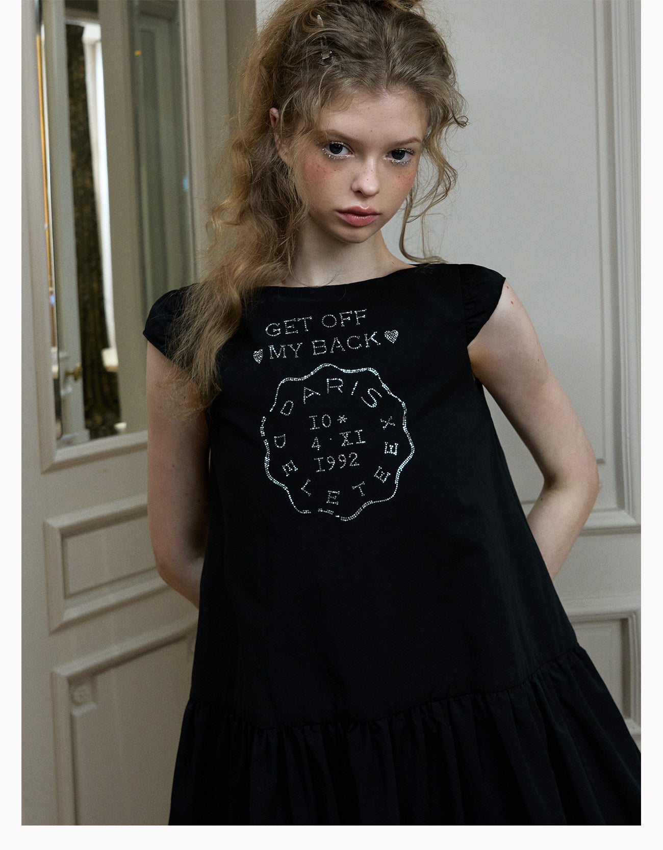 Badge Rhinestone Mini Dress