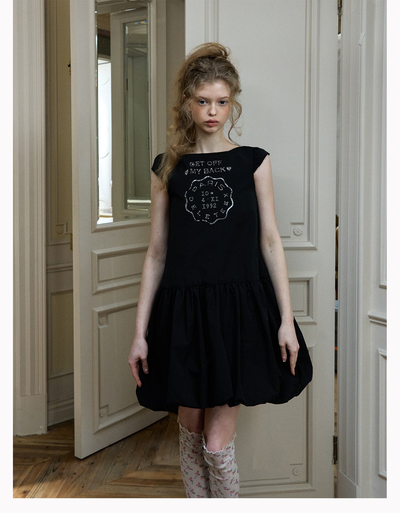 Badge Rhinestone Mini Dress