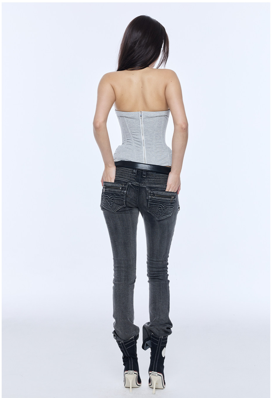 Washed Low-Rise Jeans