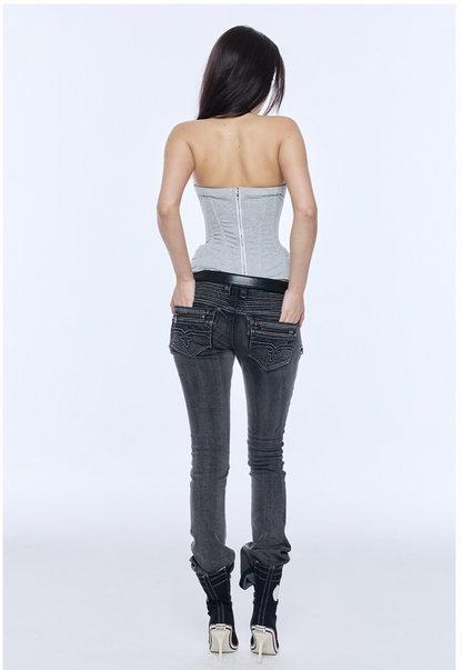 Washed Low-Rise Jeans