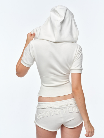 V-Neck Ribbed Zip Sweatshirt