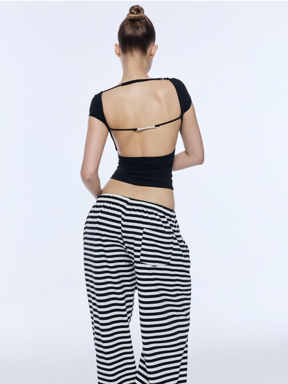 Cutout Backless Slim Tee