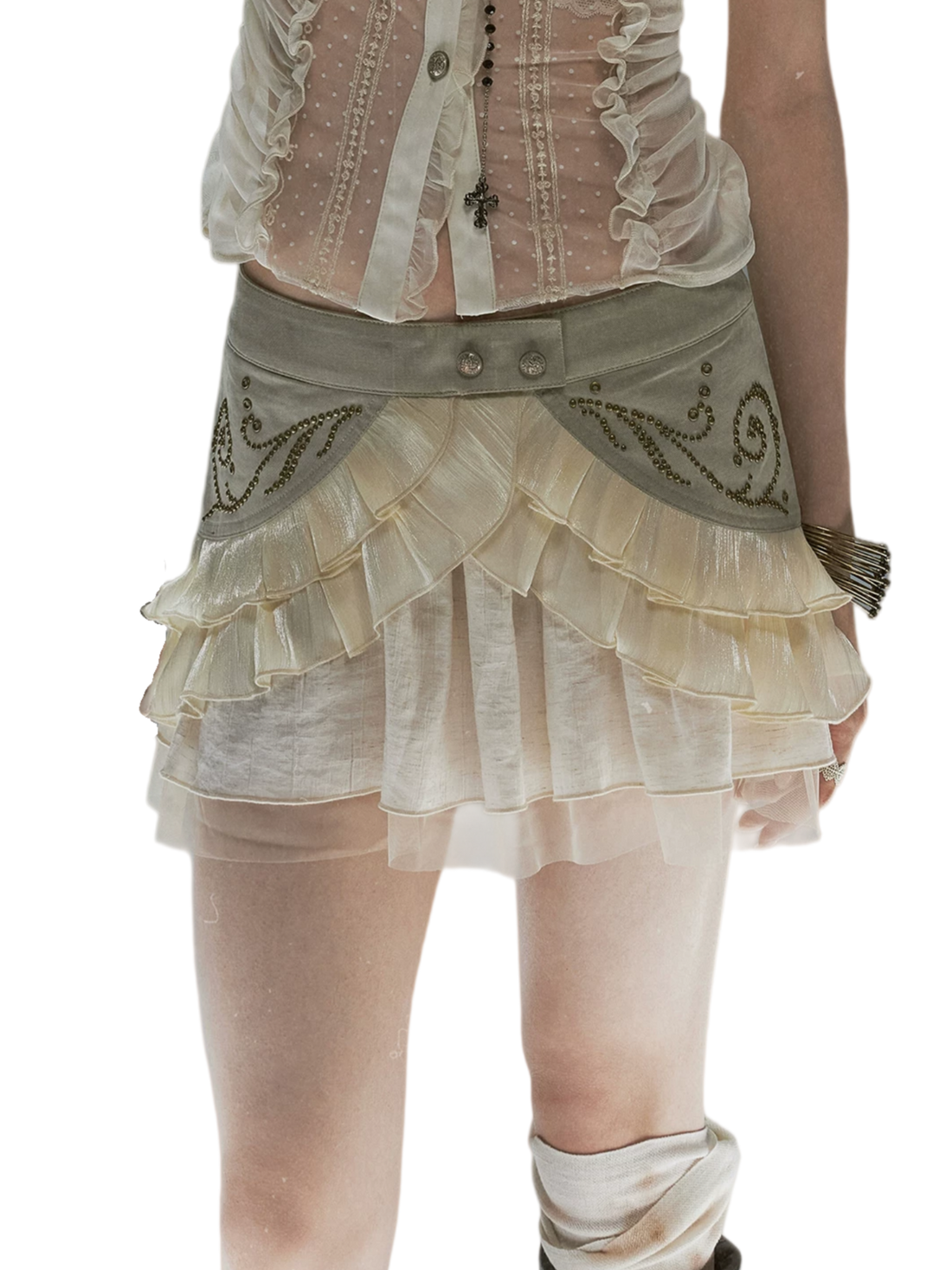 Studded Tiered Mini Skirt