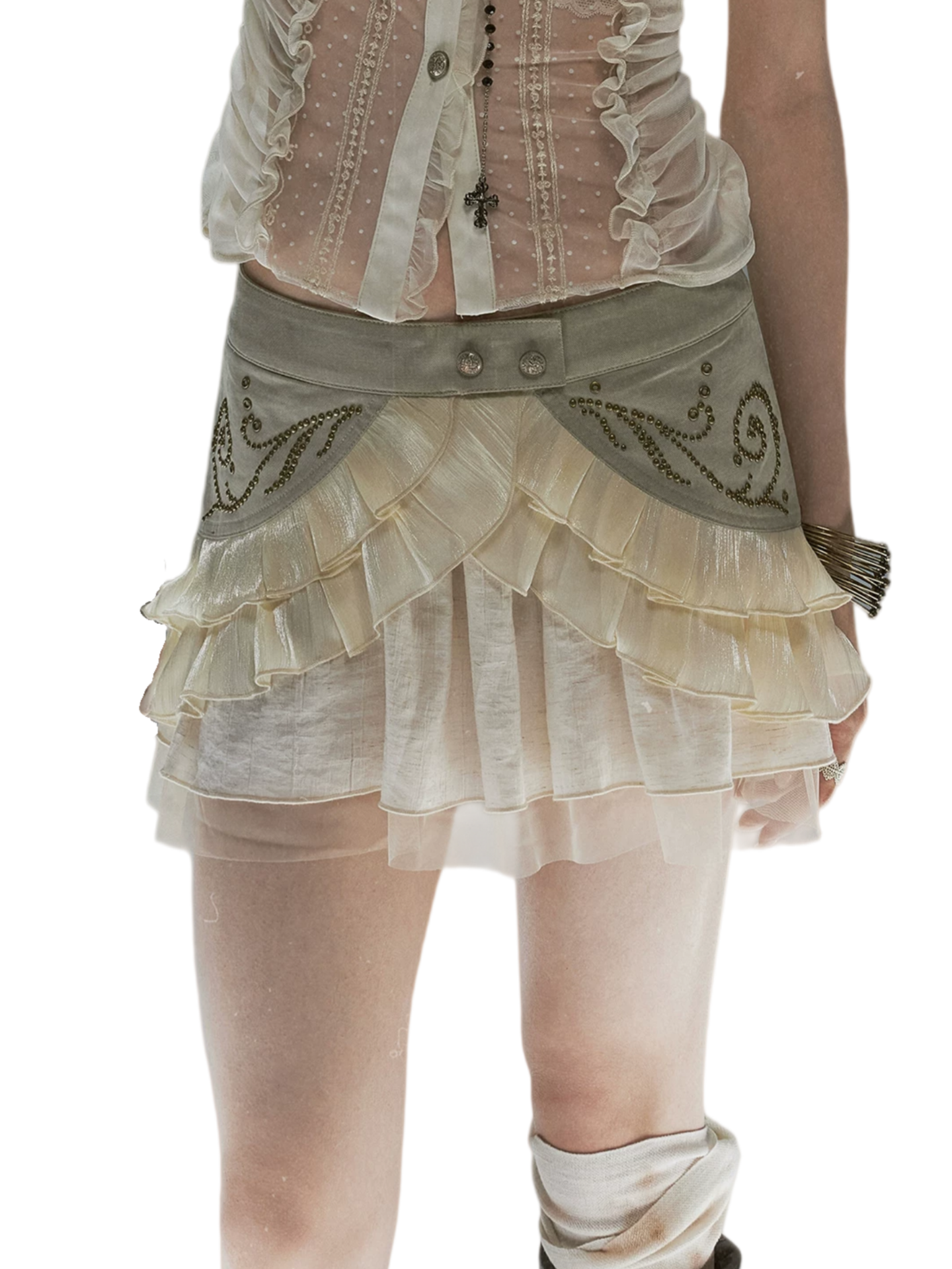 Studded Tiered Mini Skirt