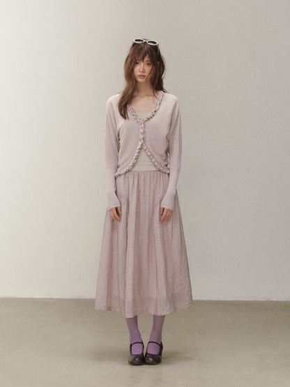 Ruffle Trim Knit Cardigan