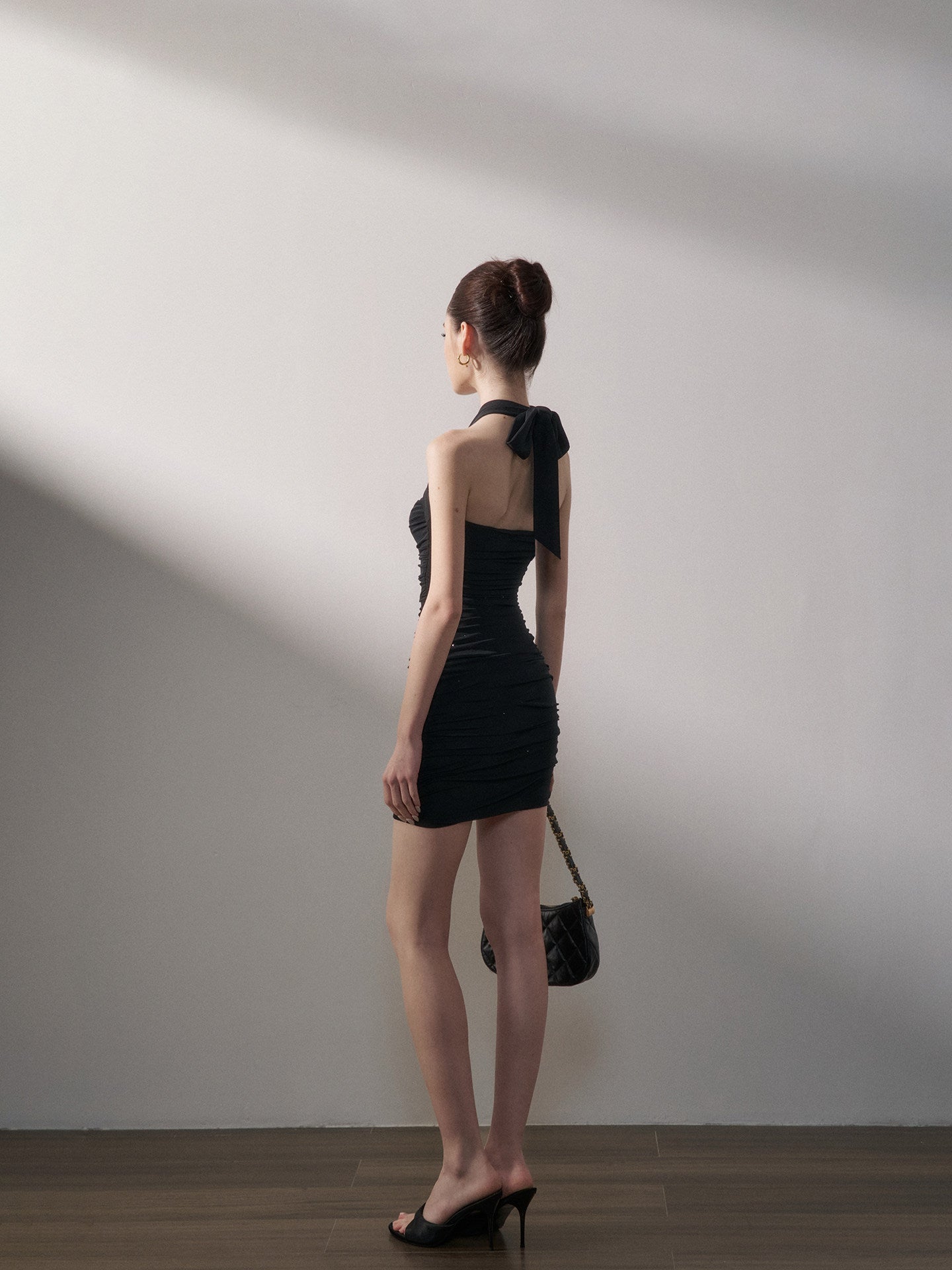 Rhinestone Ruched Bodycon Dress