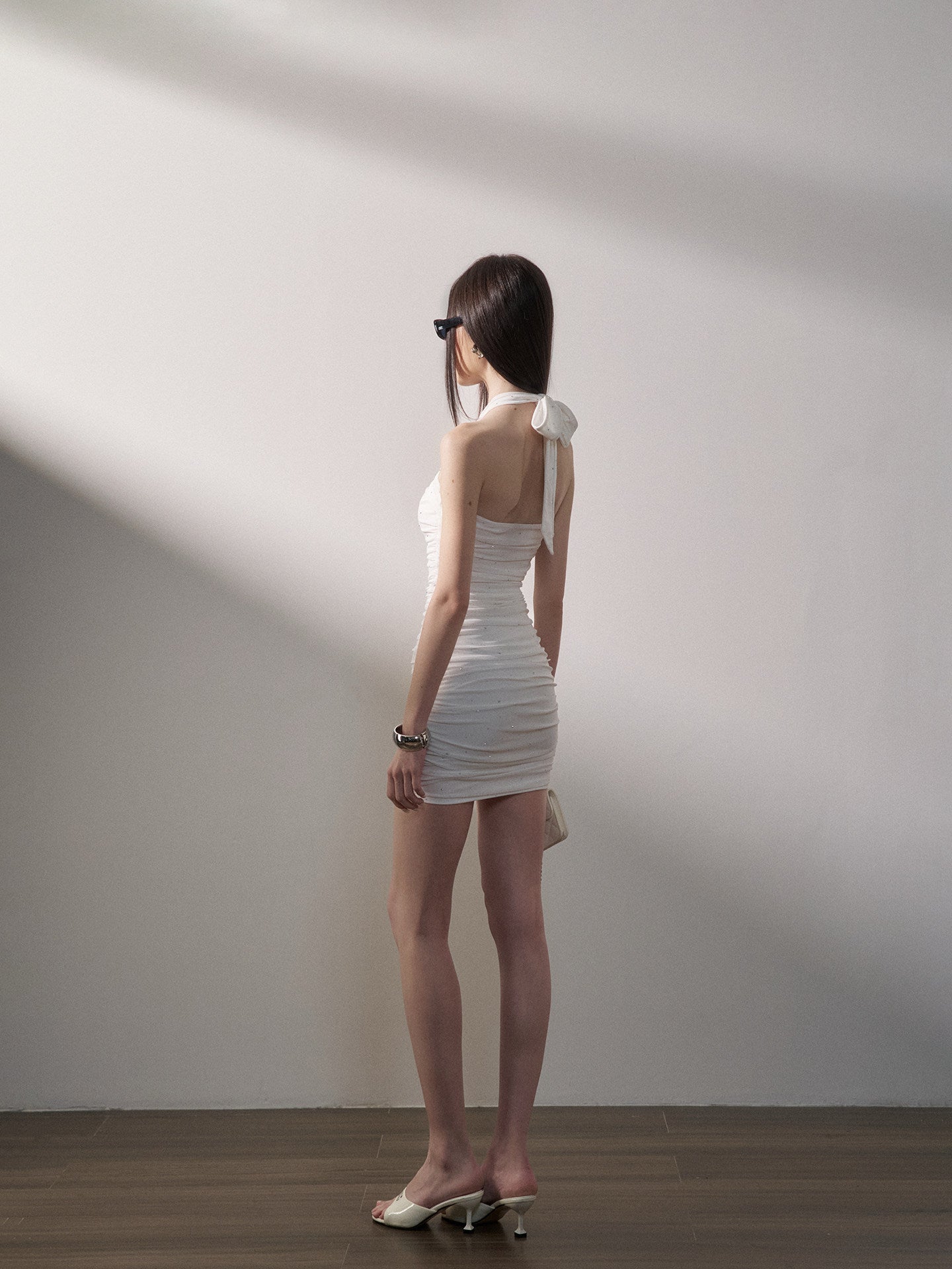 Rhinestone Ruched Bodycon Dress