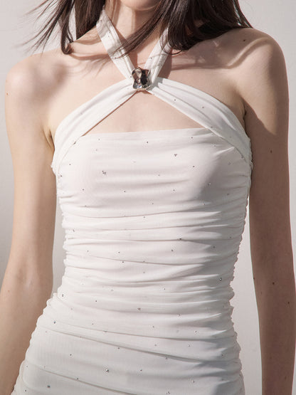 Rhinestone Ruched Bodycon Dress