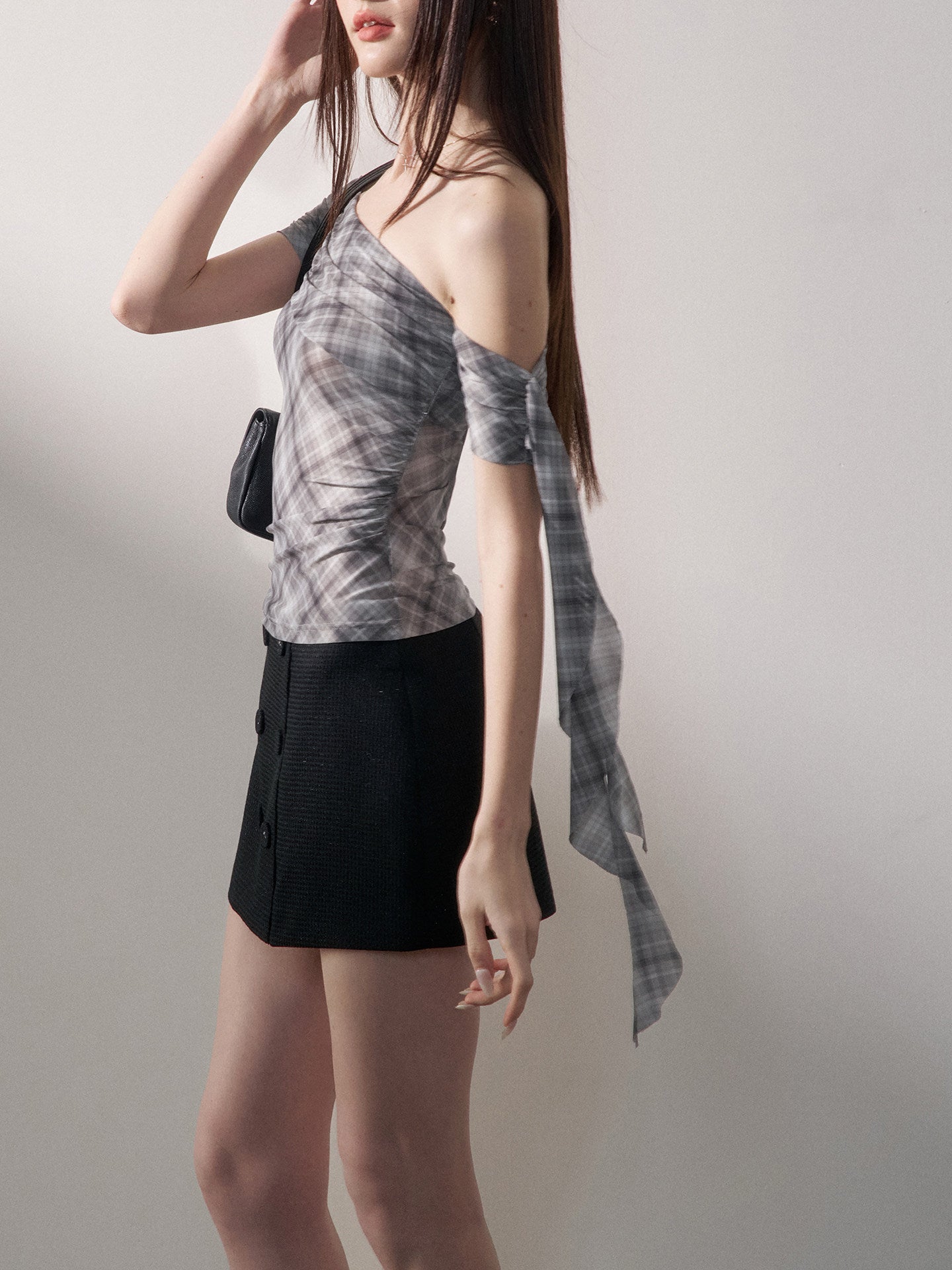 Low-Waist Plaid Mini Skirt