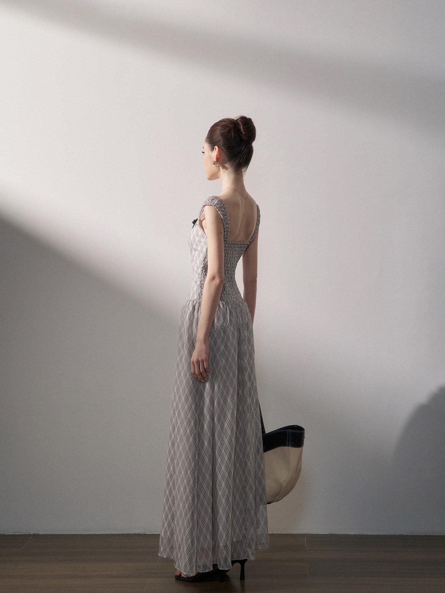 Plaid Chiffon Maxi Dress