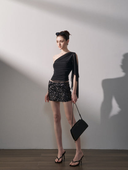 One-Shoulder Ruched Set