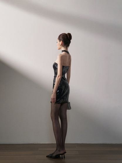 Sequin Choker Mini Dress