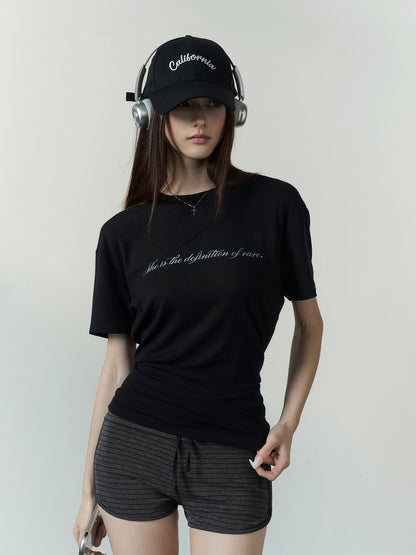 Letter Ruched Short T-Shirt
