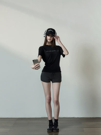 Letter Ruched Short T-Shirt