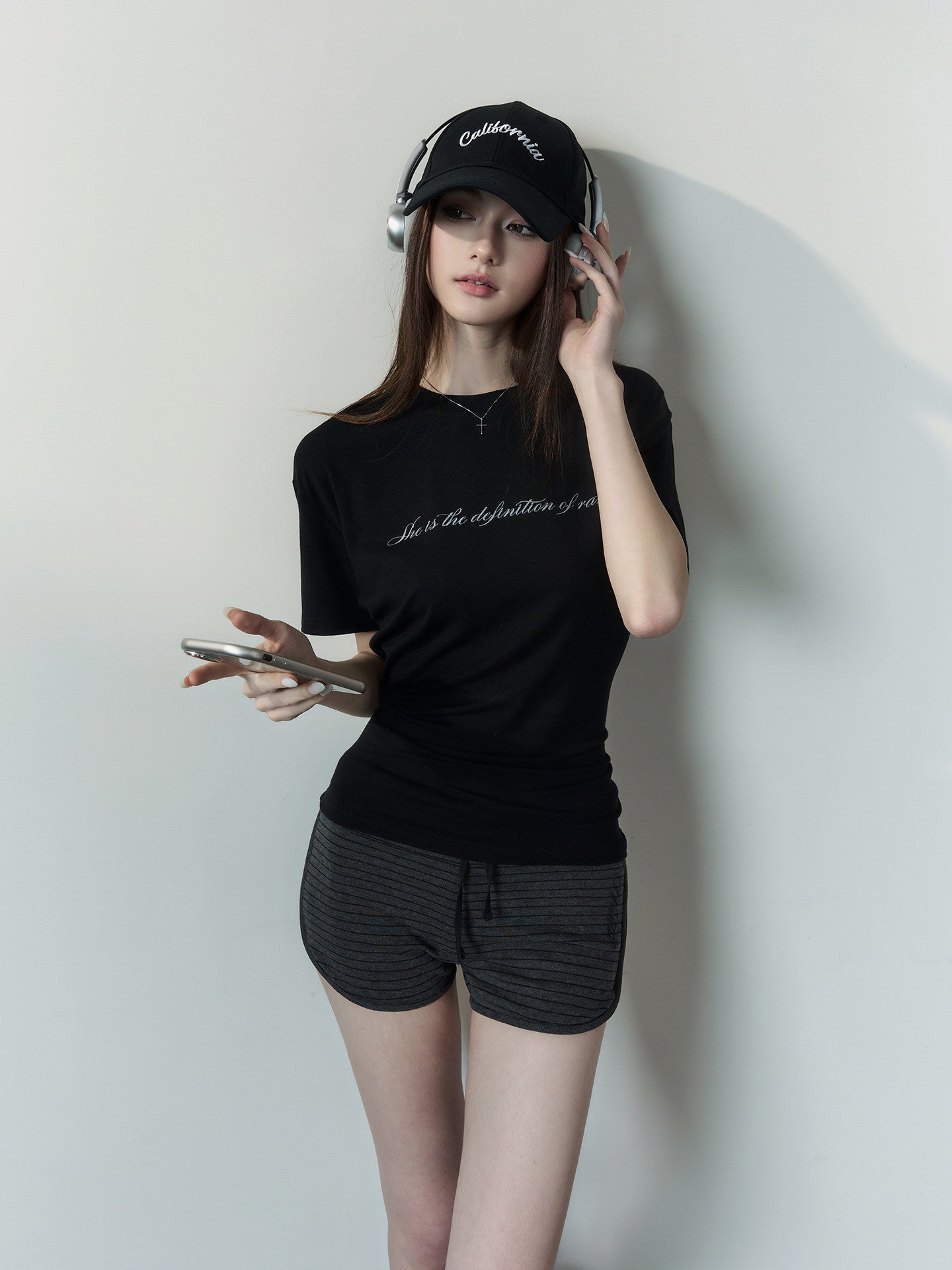 Letter Ruched Short T-Shirt