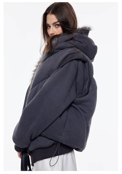 Fur Trim Hooded Vest