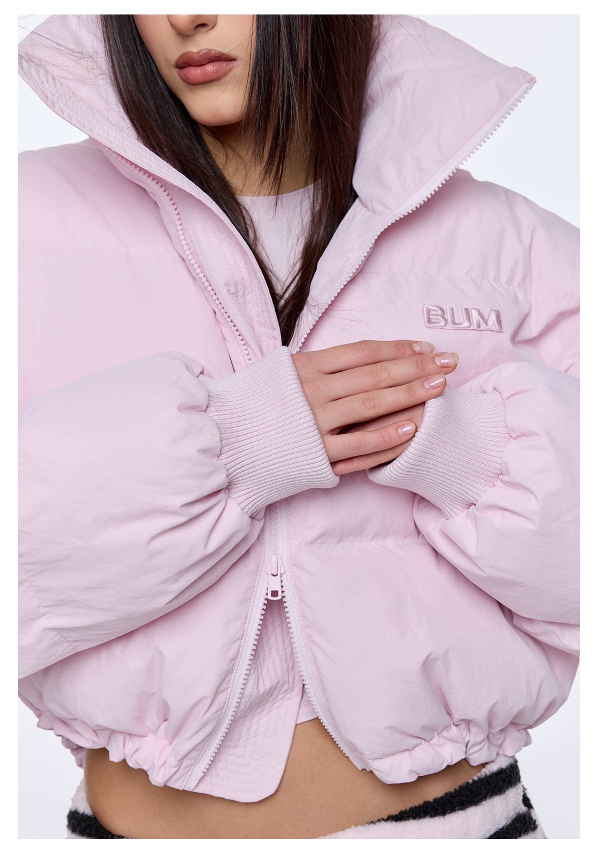 Pink Cropped Puffer Jacket