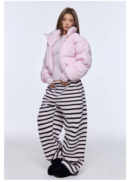 Pink Cropped Puffer Jacket